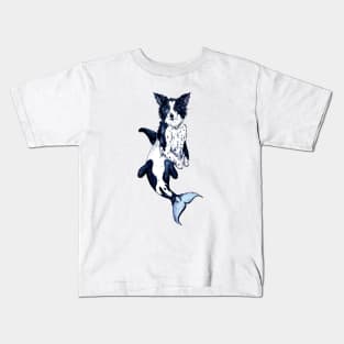 Border Collie Orca Whale Kids T-Shirt